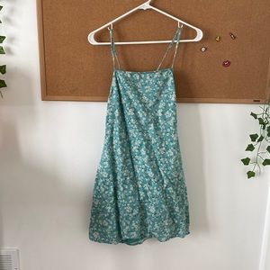 Mini Green/Teal Floral Summer Dress